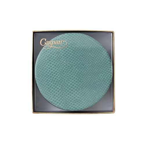 Caspari • Coaster Set Teal Faux Snakeskin Round