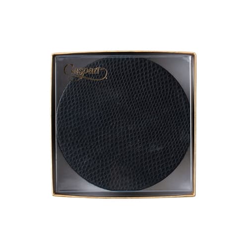 Caspari • Coaster Set Black Faux Snakeskin Round