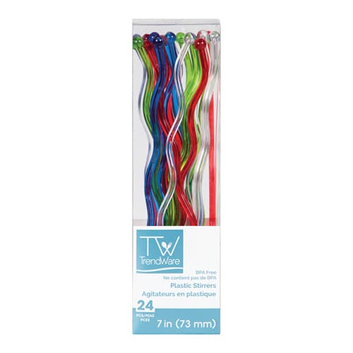 Trendware Cocktail Stirrers  Wavy Multicolor Trans