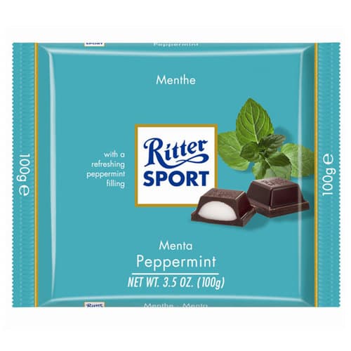 Ritter Sport Peppermint Dark Chocolate Candy Bar