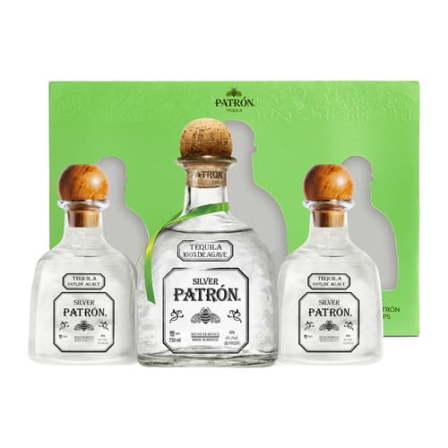 Patron Tequila  Silver with 2 Replica Vessels