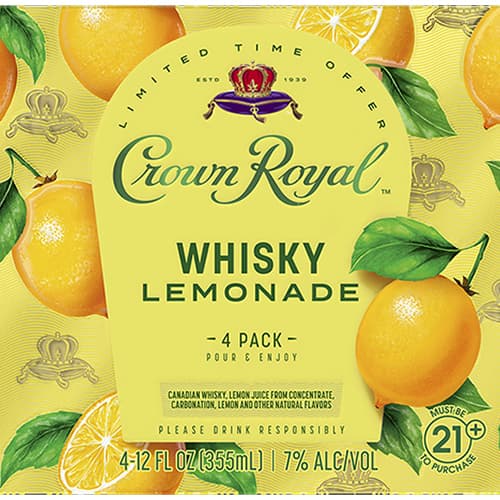 Crown Royal Cocktail Whisky Lemonade 4pk-12oz
