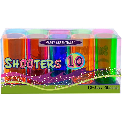 Party Essentials Neon Plastic 2 oz Shooter Glasses