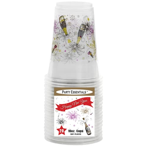 Holiday Champagne Celebration Print 16 oz Translucent Plastic Cup  20 Ct