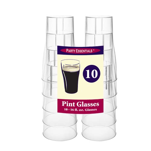 Party Essentials Pint Glasses 16oz Clear Plastic