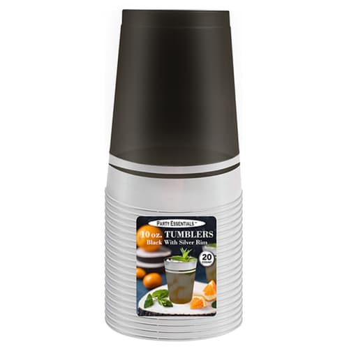 Party Essentials • Tall Tumbler 10oz Black / Silver