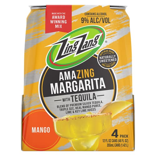 Zing Zang Cocktails • Mango Margarita 4pk-12oz