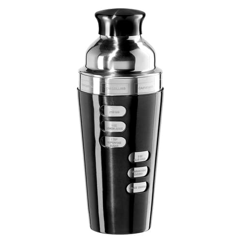 Oggi Black Stainless Steel Cocktail Shaker With 8 Recipes