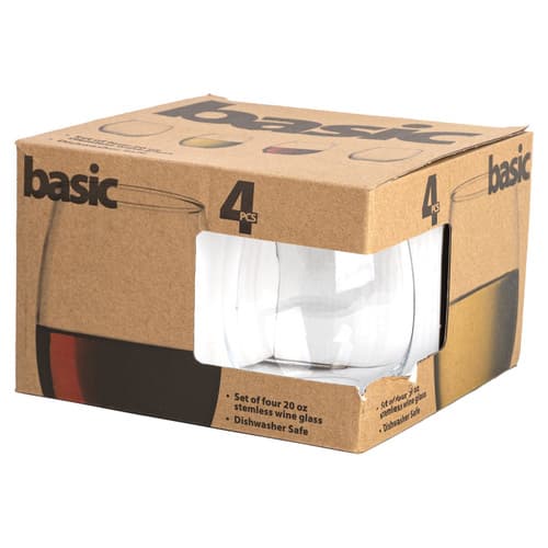 Home Essentials Basic • Red Wine Stemless Glass 20 oz