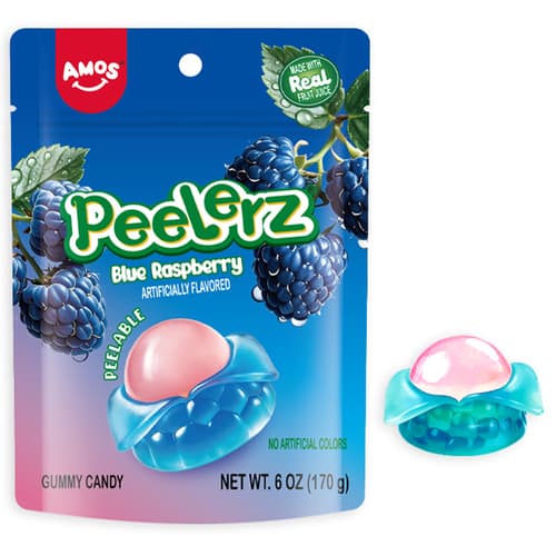 Amos Blue Raspberry Peelerz Gummy Candy