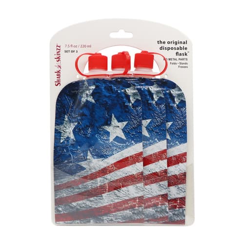 Shark Skinzz "usa Flag" Reusable  Disposable 7.5 oz Flask Set