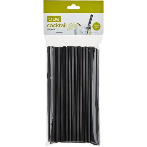 True 7 Inch Black Cocktail Straws