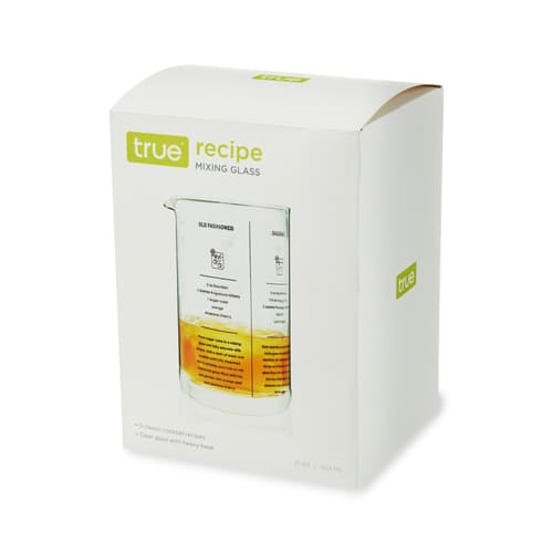 True Mixing Glass With Printed Recipes