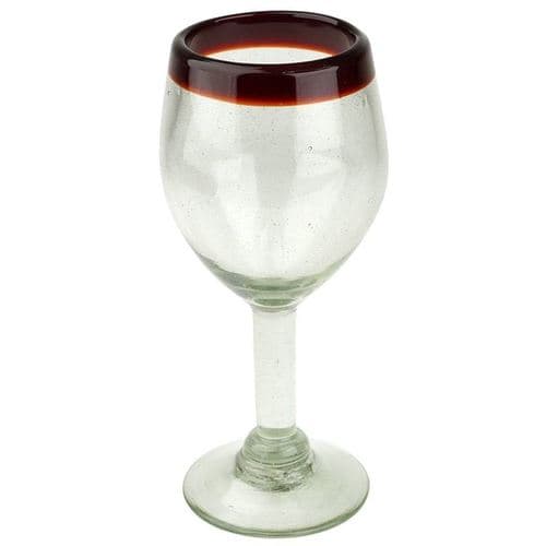 Mexican Bubble Glass • Goblet Red Rim
