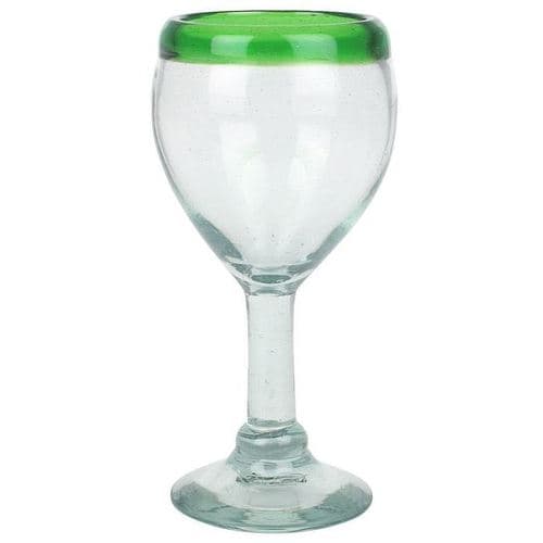Mexican Bubble Glass • Goblet Green Rim