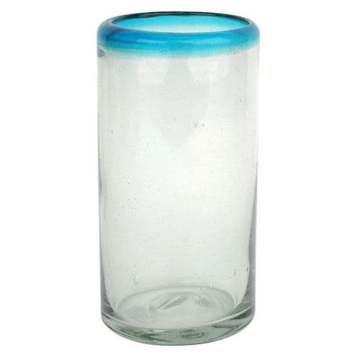 Mexican Bubble Glass • Highball Aqua Rim