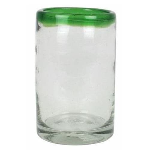 Mexican Bubble Glass • Highball Green Rim