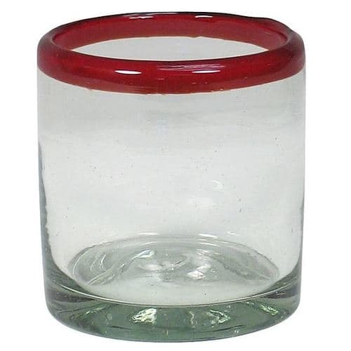 Mexican Bubble Glass • Rocks Red Rim