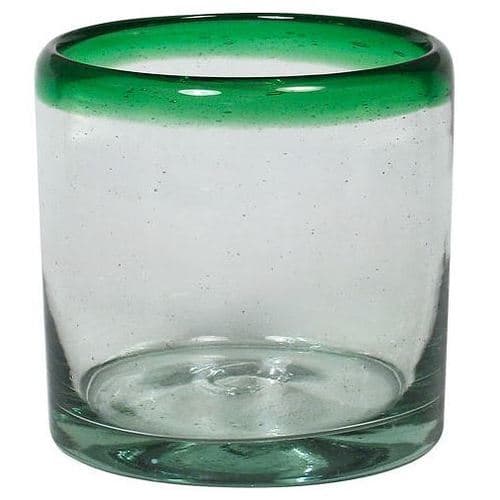 Mexican Bubble Glass • Rocks Green Rim