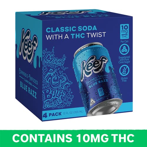 Keef Blue Razz Classic Soda 10mg Delta 9 • 4pk Can