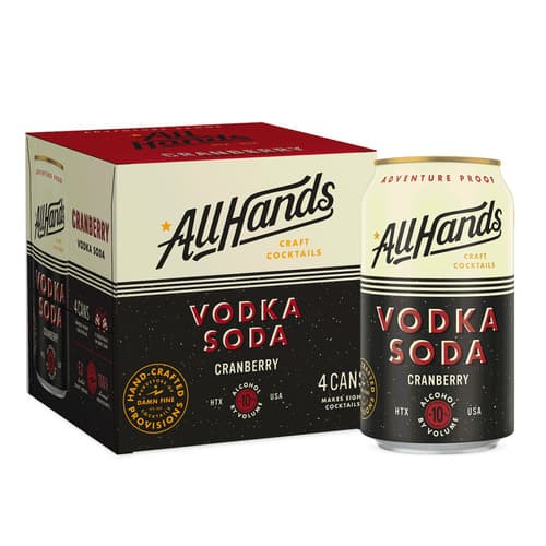 All Hands Vodka + Soda • Cranberry 4pk-12oz