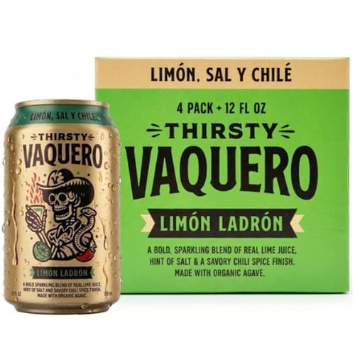 Vaquero Sparkling Water • Limon Ladron 12oz Cans