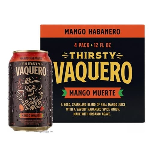 Vaquero Sparkling Water • Mango Muerte 12oz Cans