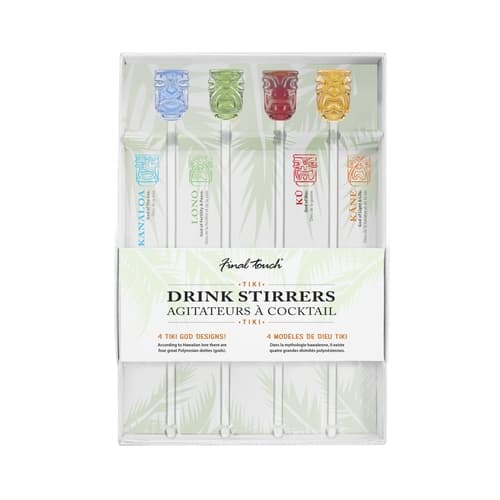 Final Touch • Tiki Head Stirrers Set 4 Colors