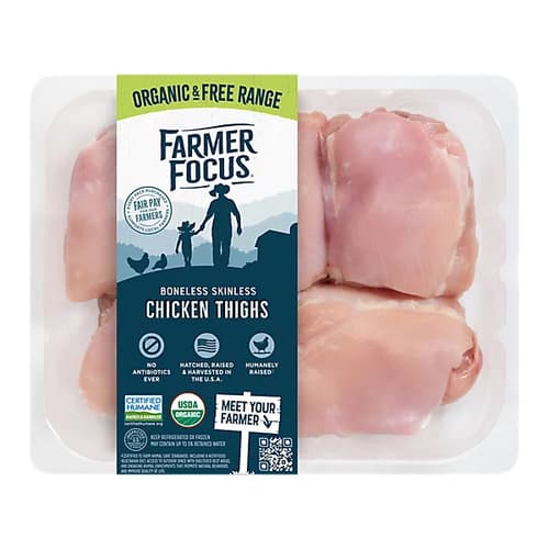 Farm Focus Thighs Boneless Skinless Frozen Chicken