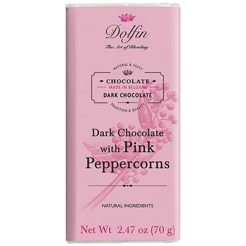 Dolfin Chocolate Bar • Dark with  Pink Peppercorn