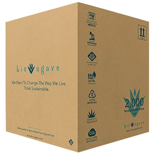 Biodegradable Agave Fiber Straw 5" Unwarpped 28 / 150ct