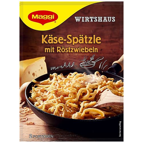 Maggi Wirtshaus Kaese Spaetzle Mit Rostzwiebeln