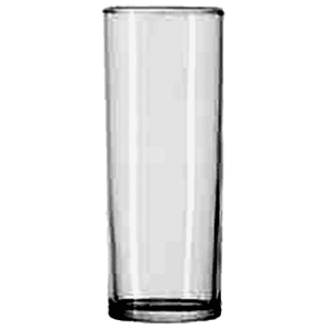 A tall, narrow, straight sided glass