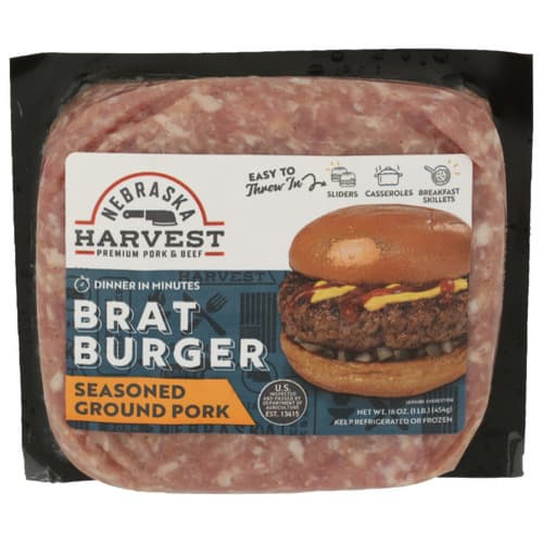 Nebraska Harvest Pork Ground • Brat Burger
