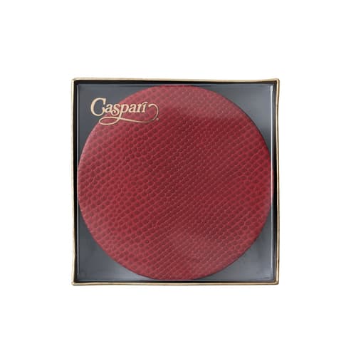 Caspari • Coaster Set Crimson Faux Snakeskin Round