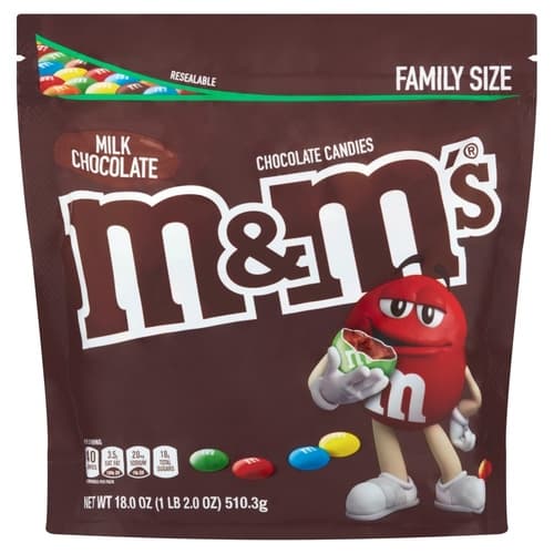 M&m's Plain Milk Chocolate Family Size Stand Up Pouch