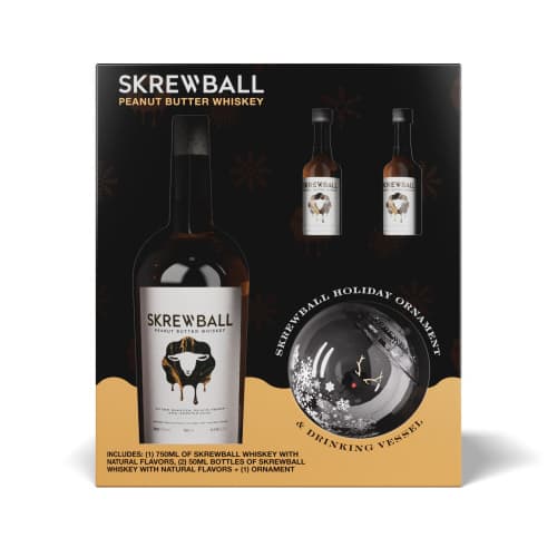 Skrewball Peanut Butter Whiskey with 2 50ml Ornaments
