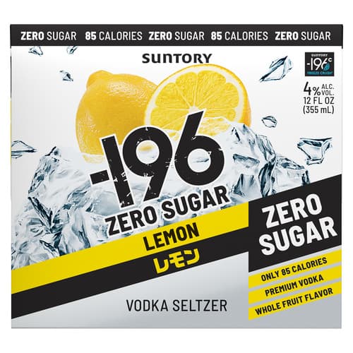 Suntory -196 Vodka Seltzer • Zero Sugar Lemon 4pk-12oz