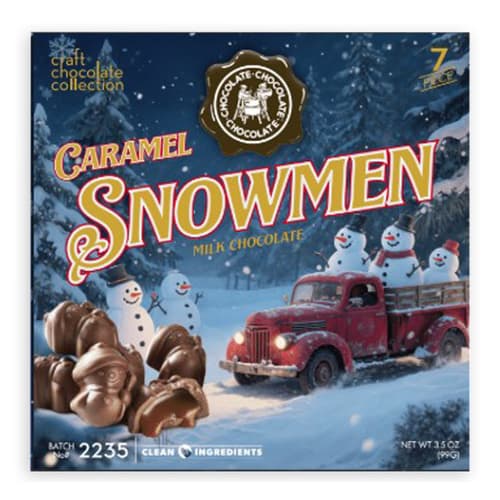 Holiday • C3 7 Pc Milk Chocolate Caramel Snowman Candy Box