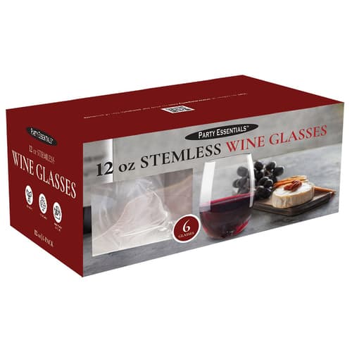 Party Essentials • Stemless Wine 12oz Clear Plastic