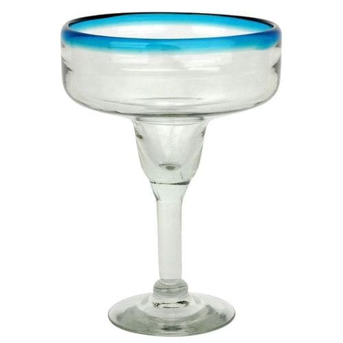 Mexican Bubble Glass • Margarita Aqua Rim