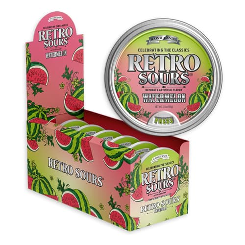 Retro Sours Candy In Tin • Watermelon