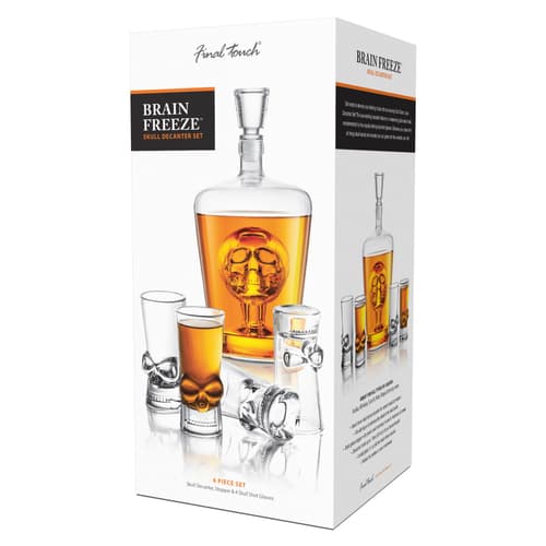 Final Touch Brainfreeze Skull Decanter and Shot Glass Set